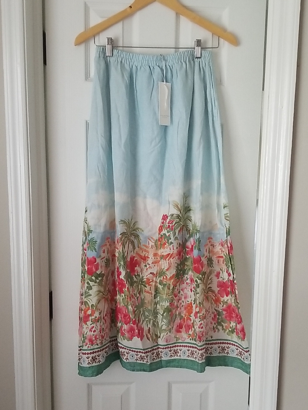 NEW! 🏝Maxi  Border Print Skirt in Light Blue